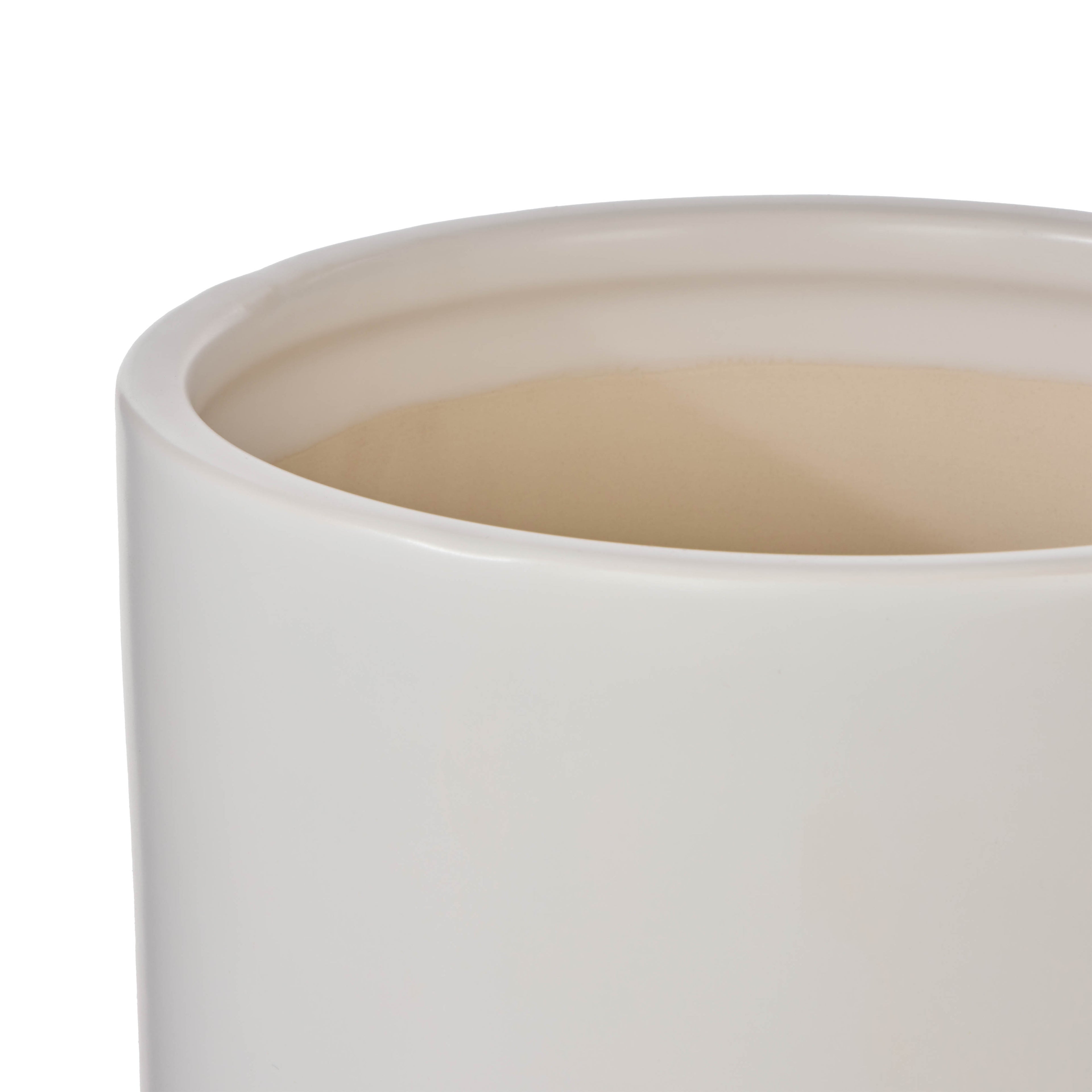 Luana Pot with Saucer | White -  26cm