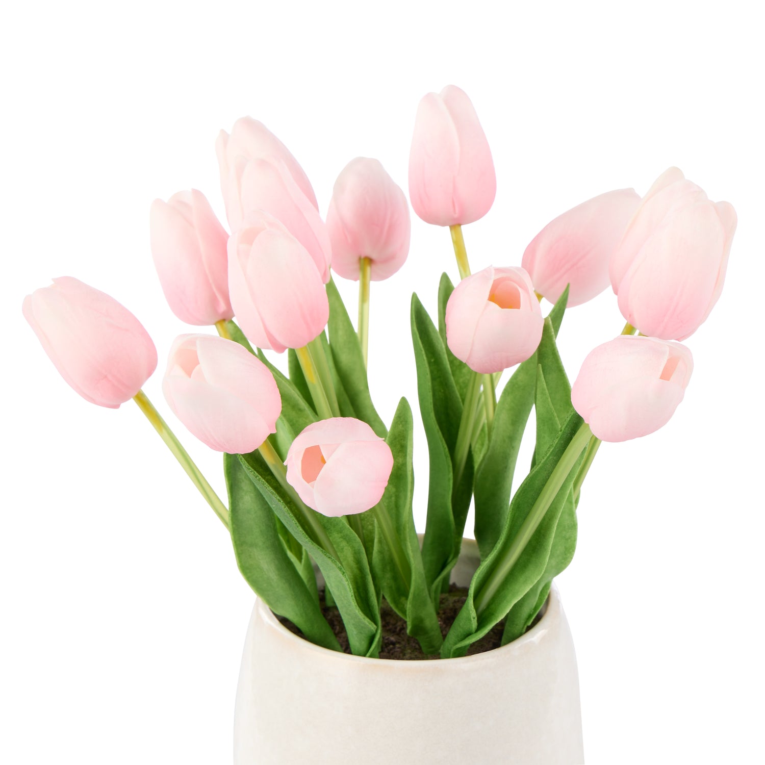 Faux Tulip Arrangement - Gianna Pot | Light Pink - 32cm