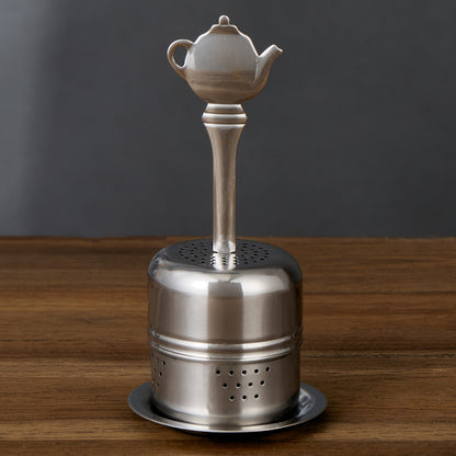 Leaf &amp; Bean Tea Infuser Ball With Handle Silver