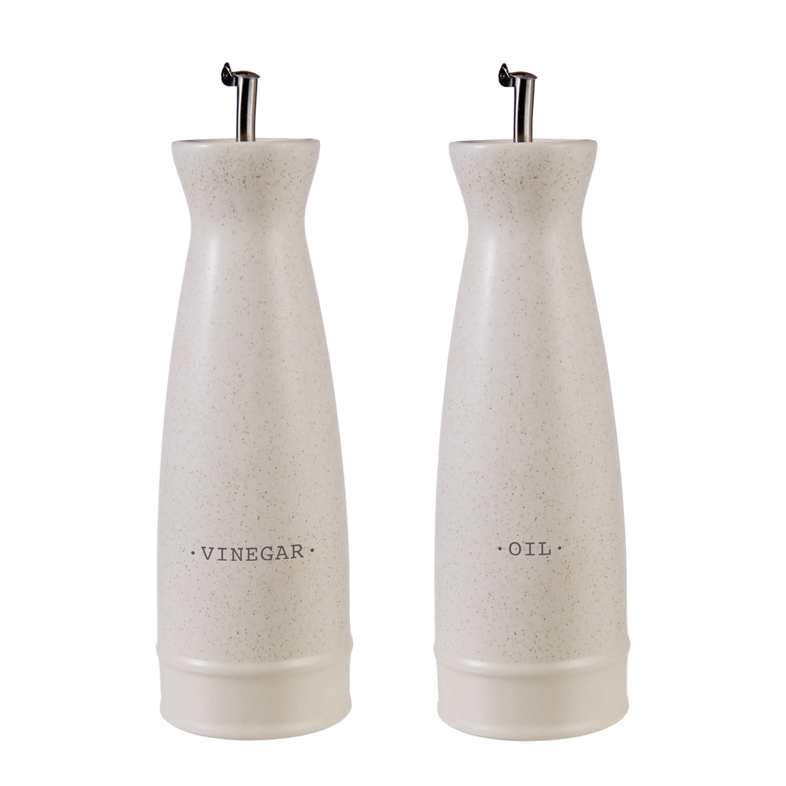 Davis &amp; Waddell Darley Stoneware Oil And Vinegar 2pcs Set Cream Speckle