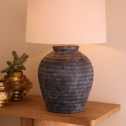 Amalfi Hanford Table Lamp Charcoal &amp; Taupe
