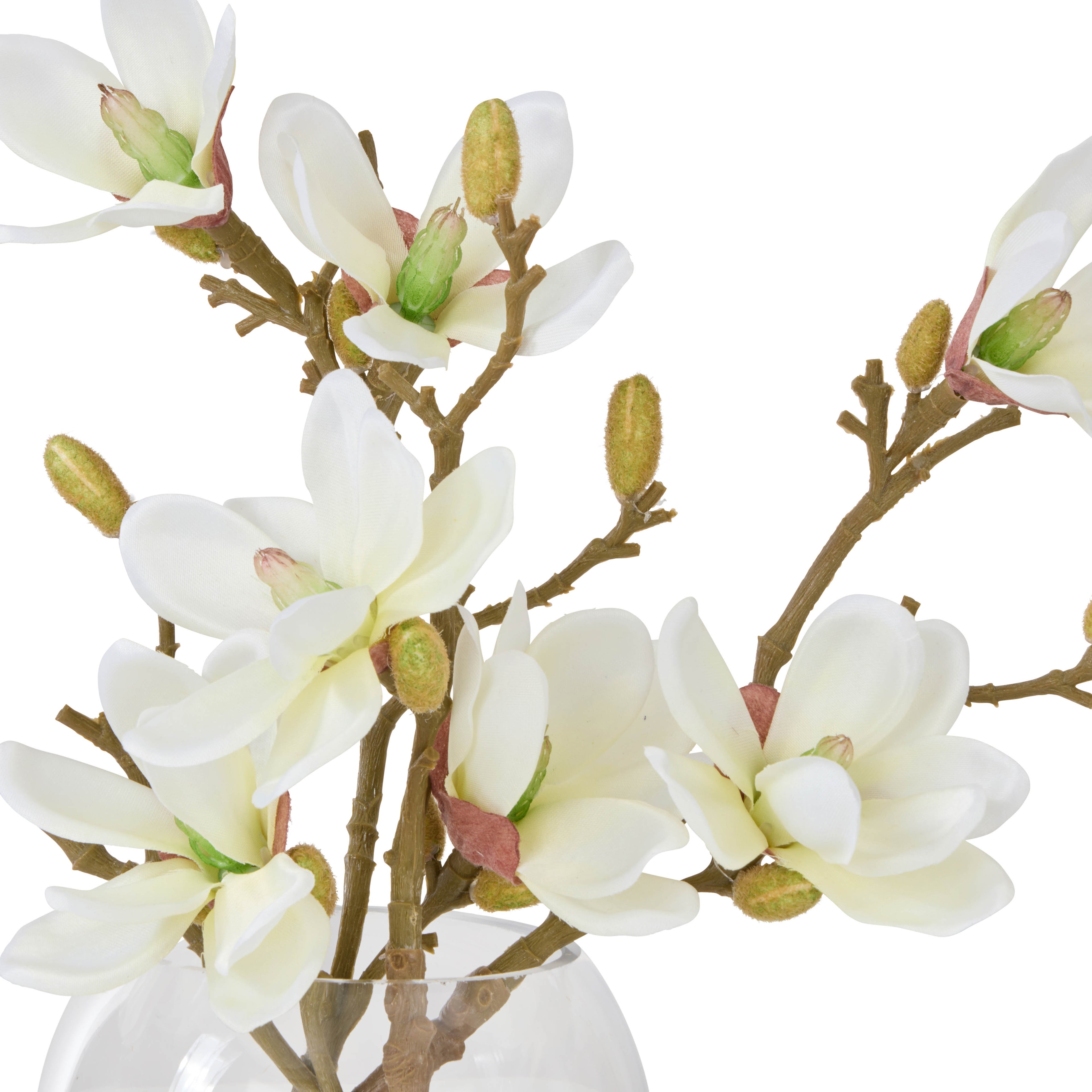 Faux Mini Magnolia - Sphere Vase | White - 33cm