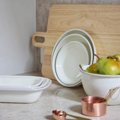 Davis &amp; Waddell Daylesford Enamel Pie Dish Rectangle 3pcs Set Cream