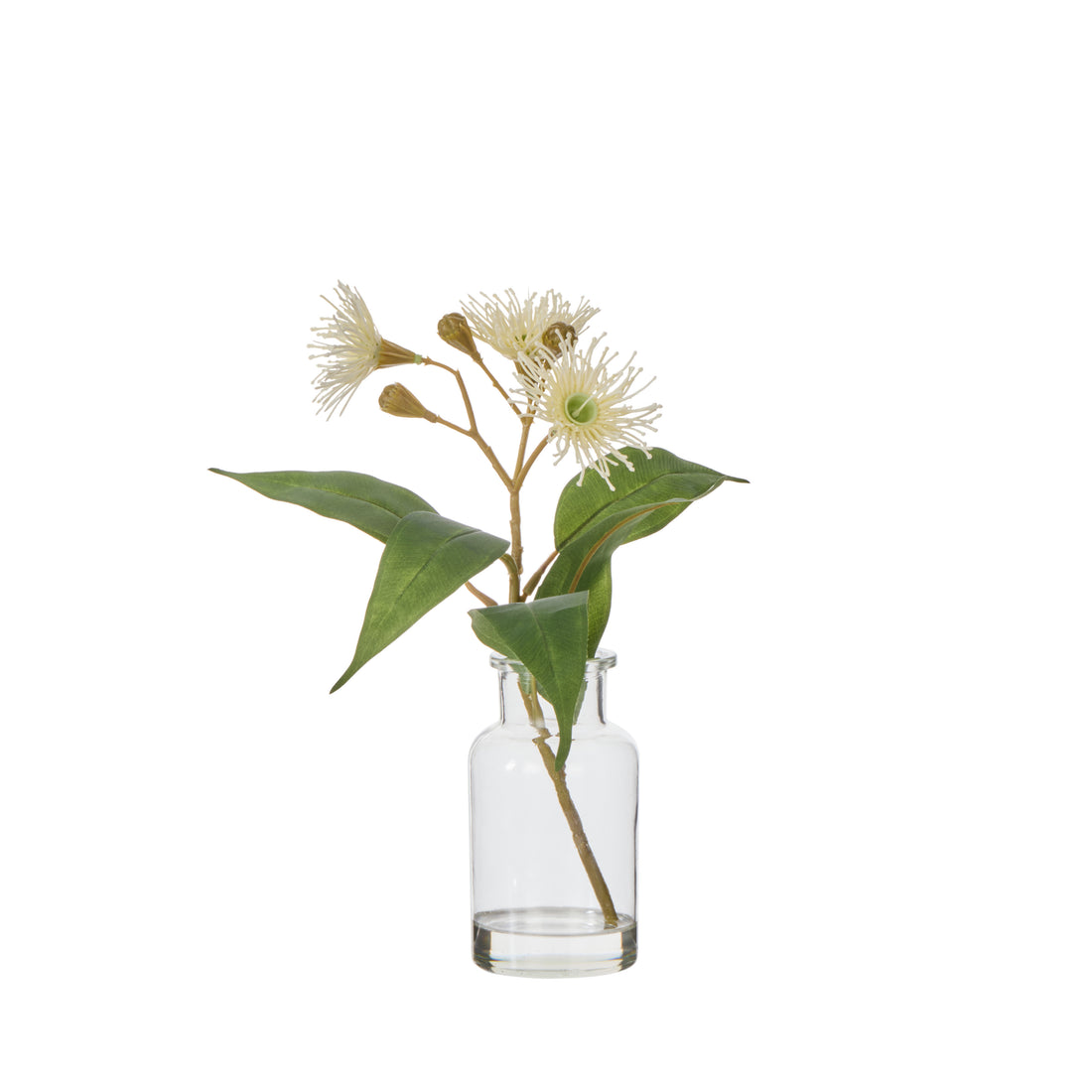 Faux Flowering Eucalyptus - Specimen Bottle | White -  29cm