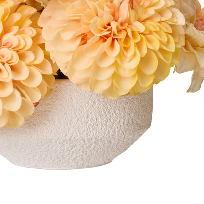 Faux Cosmos Ranunculus Mix - Delos Bowl Planter| Pink - 35cm