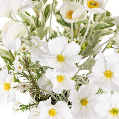 Faux Cosmos Poppy Mix – Maliah Pot | White - 62cm