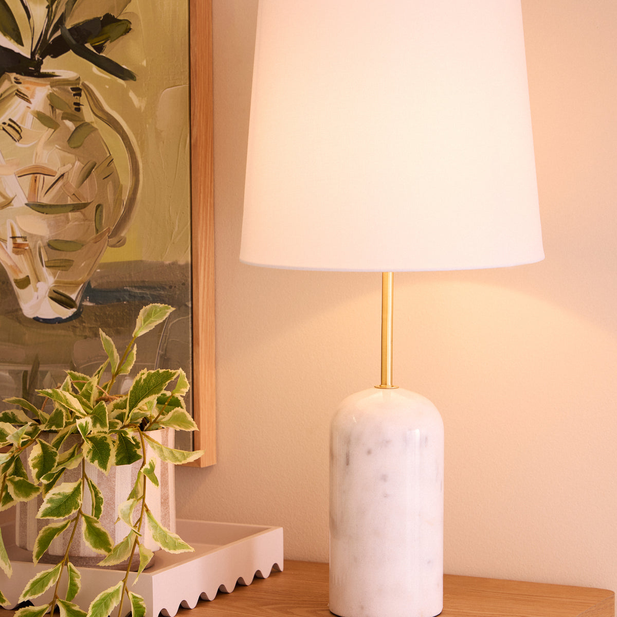 Amalfi Missouri Marble Table Lamp White &amp; Gold