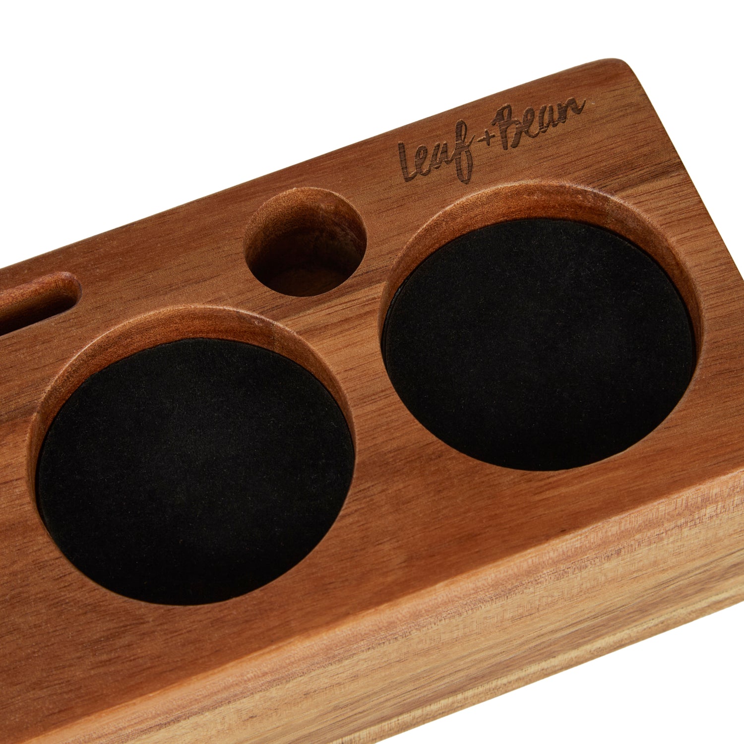 Leaf &amp; Bean Espresso Tamper Station Acacia Wood Brown