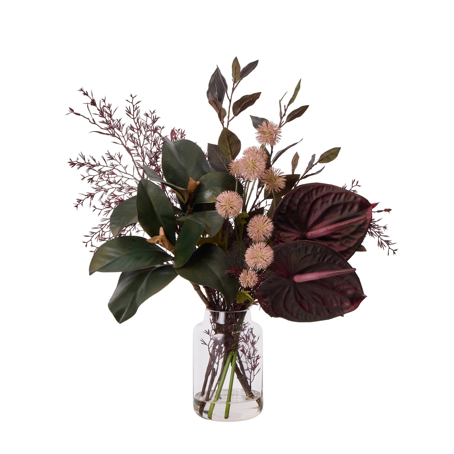Faux Anthurium Eucalyptus Mix - Pauline Vase | Purple - 54cm