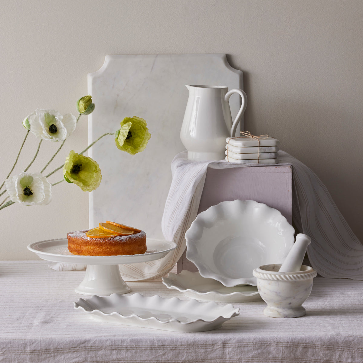 Society Home Margot Marble Serving Board White