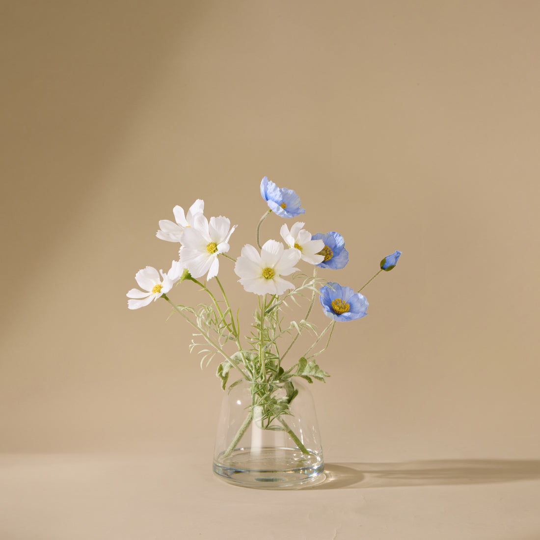 Faux Poppy Cosmos Mix - Giselle Vase | White &amp; Blue - 37cm
