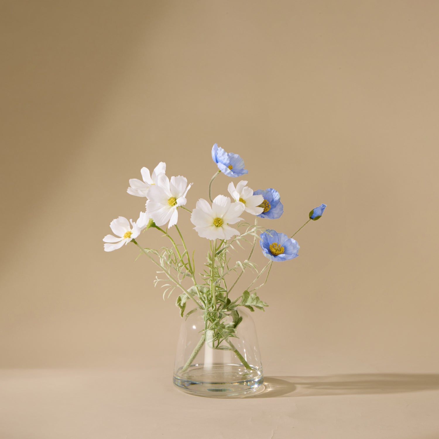 Faux Poppy Cosmos Mix - Giselle Vase | White &amp; Blue - 37cm