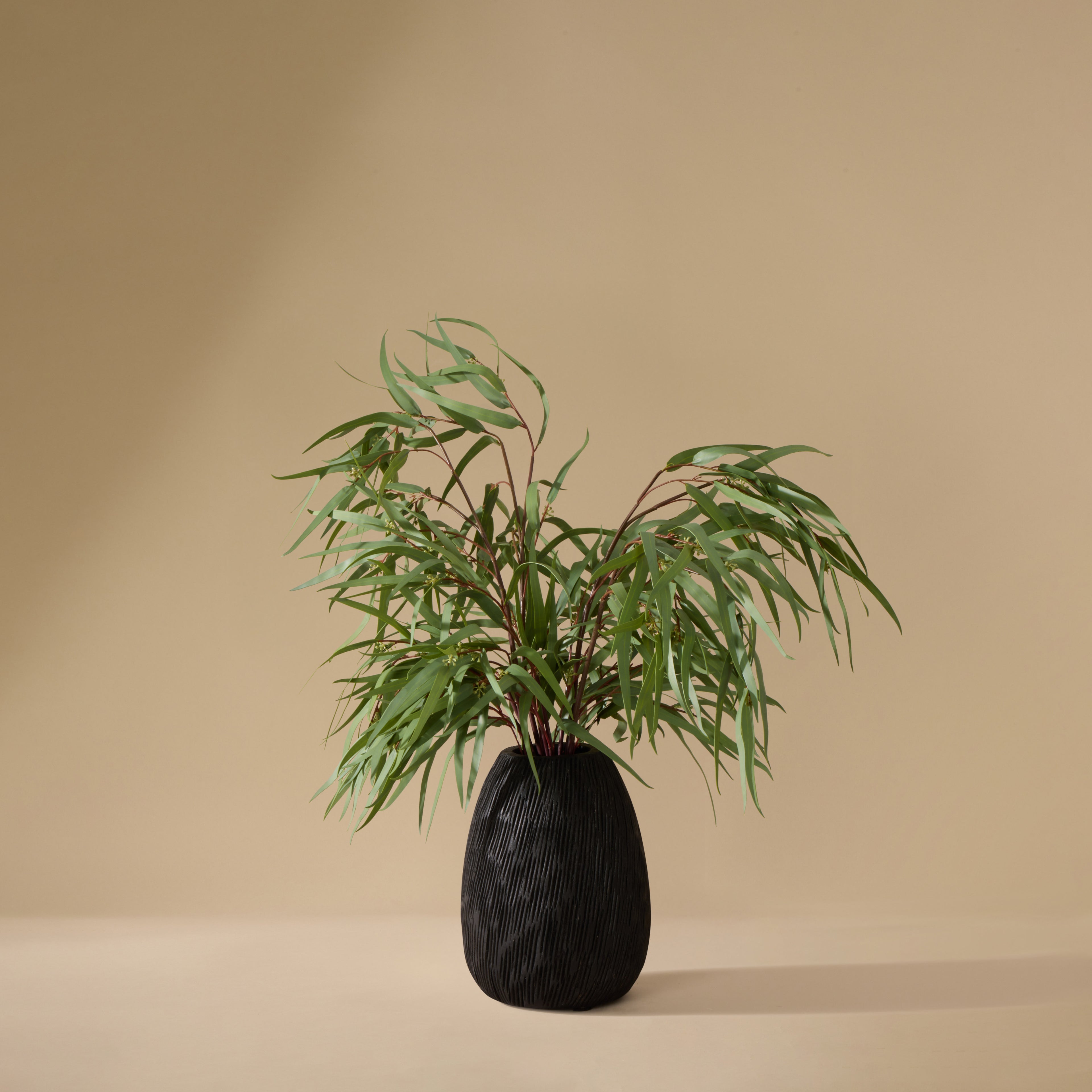 Faux Eucalyptus Mix - Dansk Textured Vase | Black - 67cm