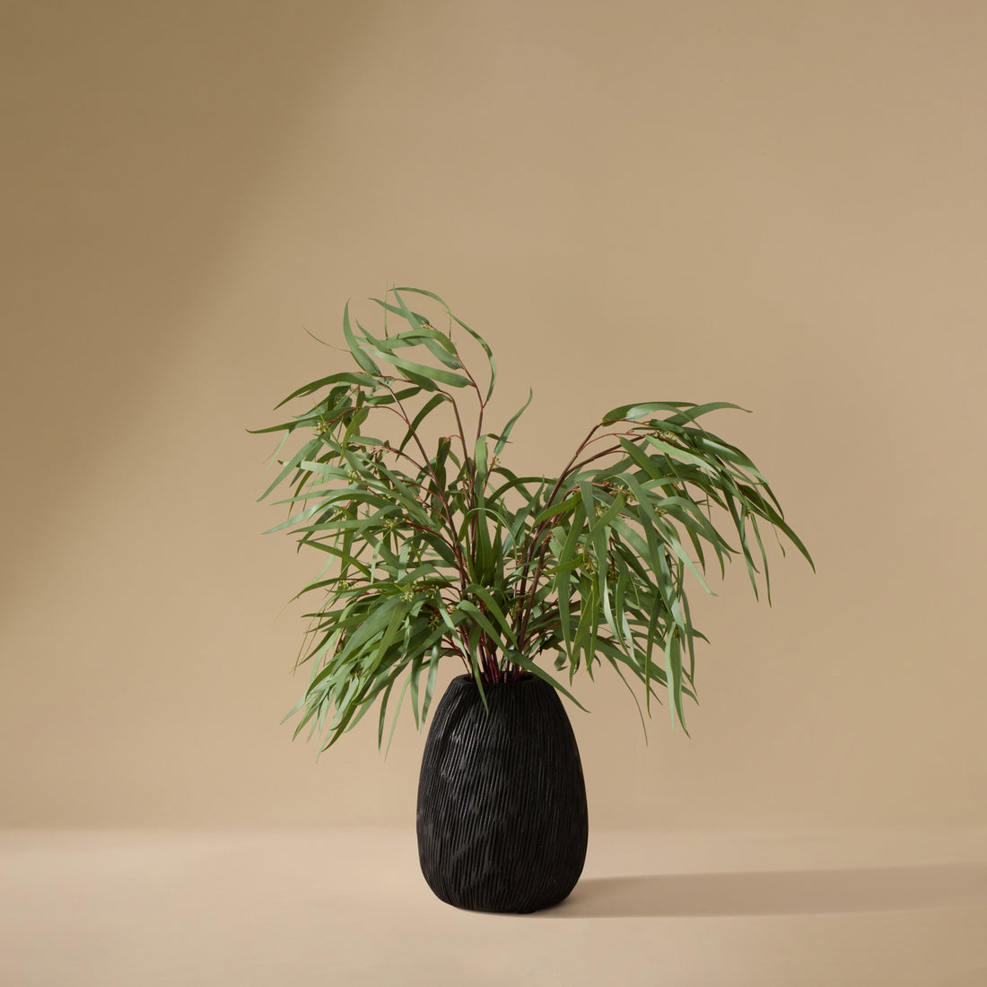 Faux Eucalyptus Mix - Dansk Textured Vase | Black - 67cm