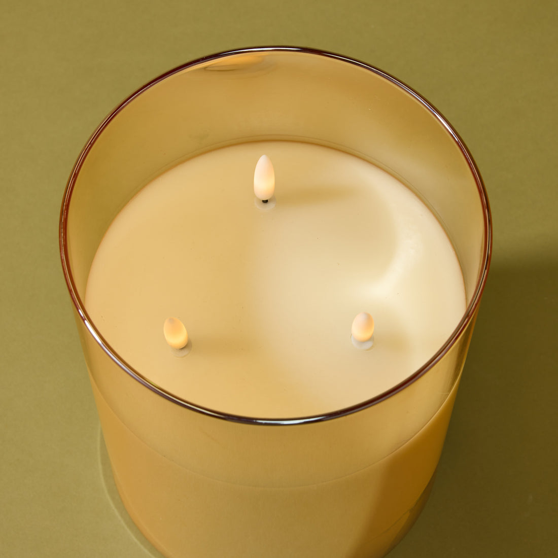 Amber Triflame LED Candle | 20cm