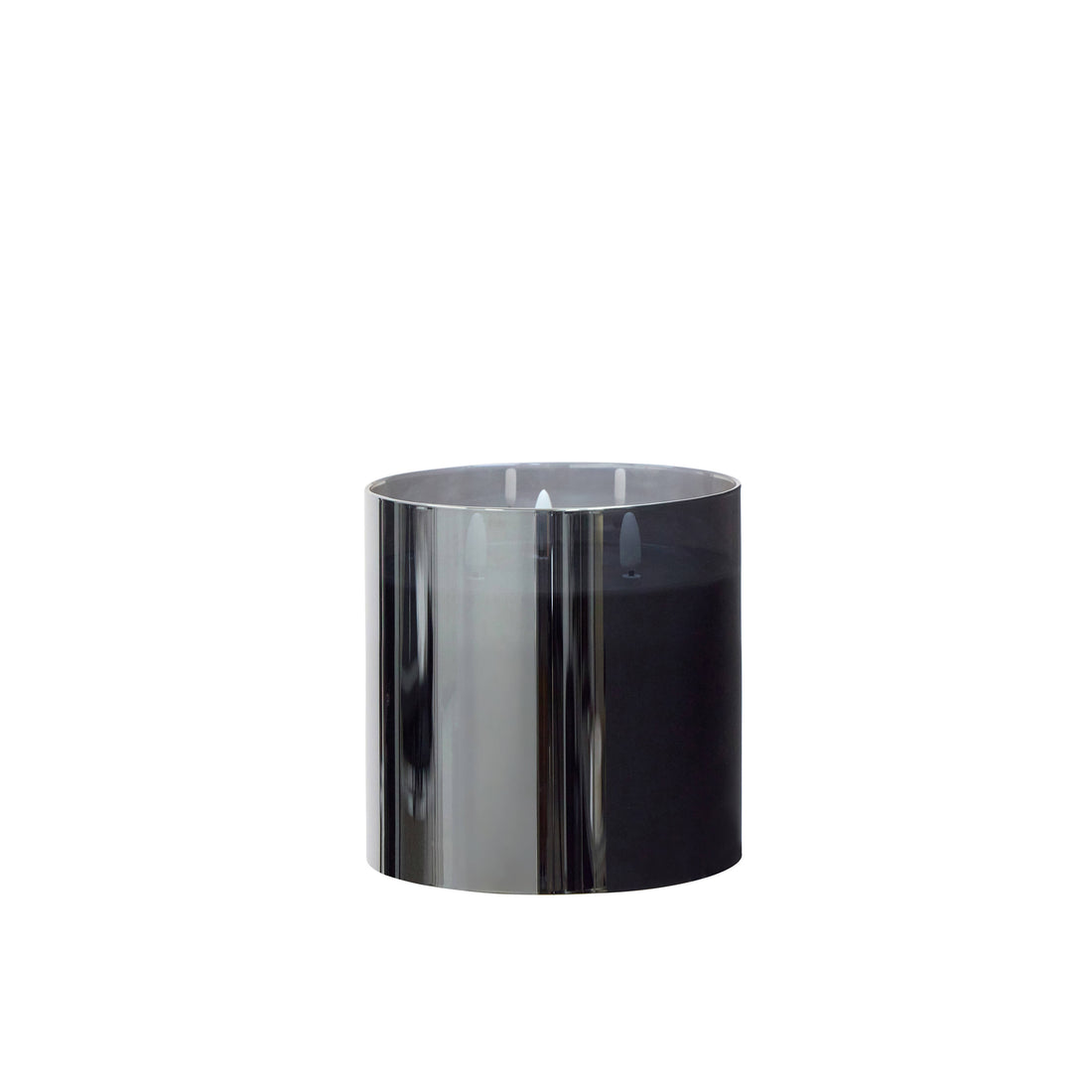 Black Glass Triflame LED Candle | 15cm