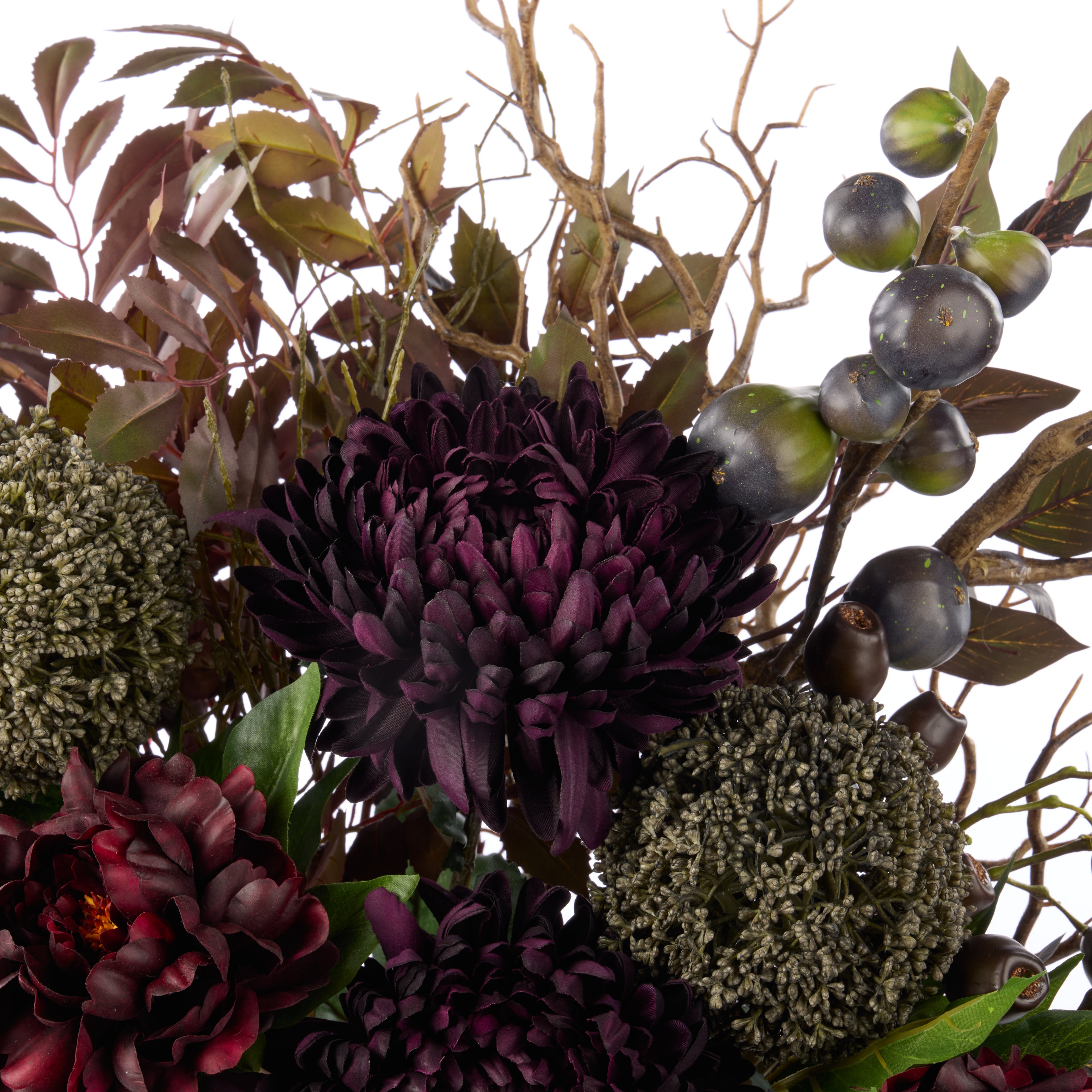 Faux Chrysanthemum Fig Garden Mix Arrangement - Maliah Pot | Purple - 66cm