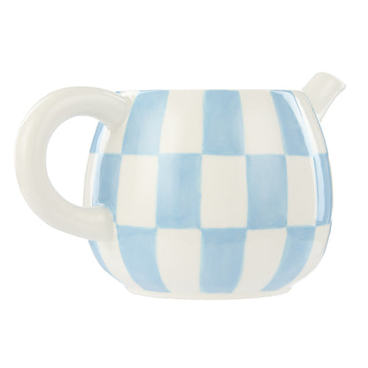 Emporium Check Teapot 700ml Blue &amp; Orange