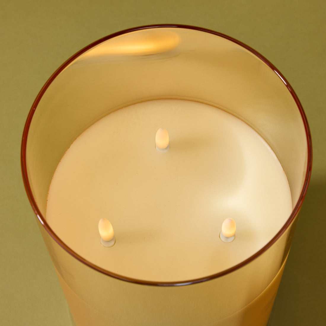 Amber Triflame LED Candle | 25cm