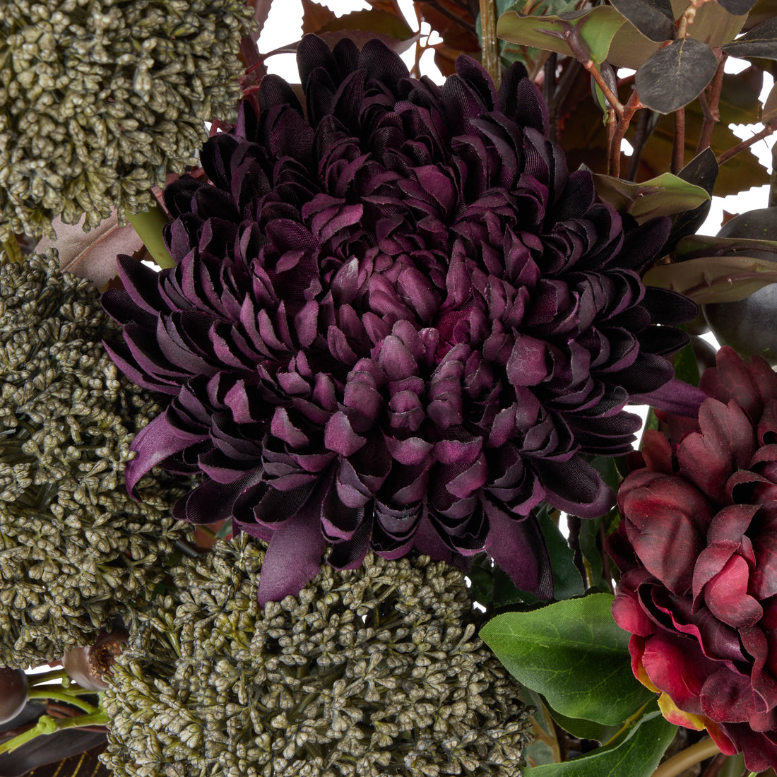 Faux Chrysanthemum Fig Garden Mix Arrangement - Maliah Pot | Purple - 80cm