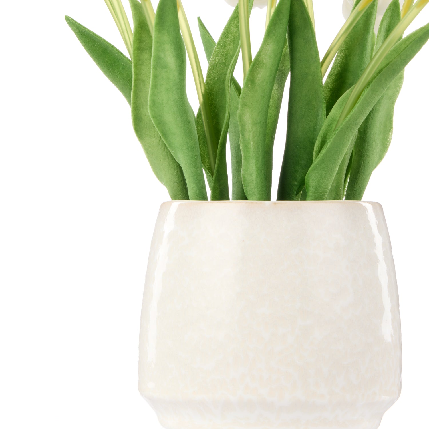 Faux Tulip Arrangement - Gianna Pot | White - 32cm