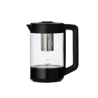 Leaf &amp; Bean Electric Glass Digital Kettle with Infuser 1.8L Black