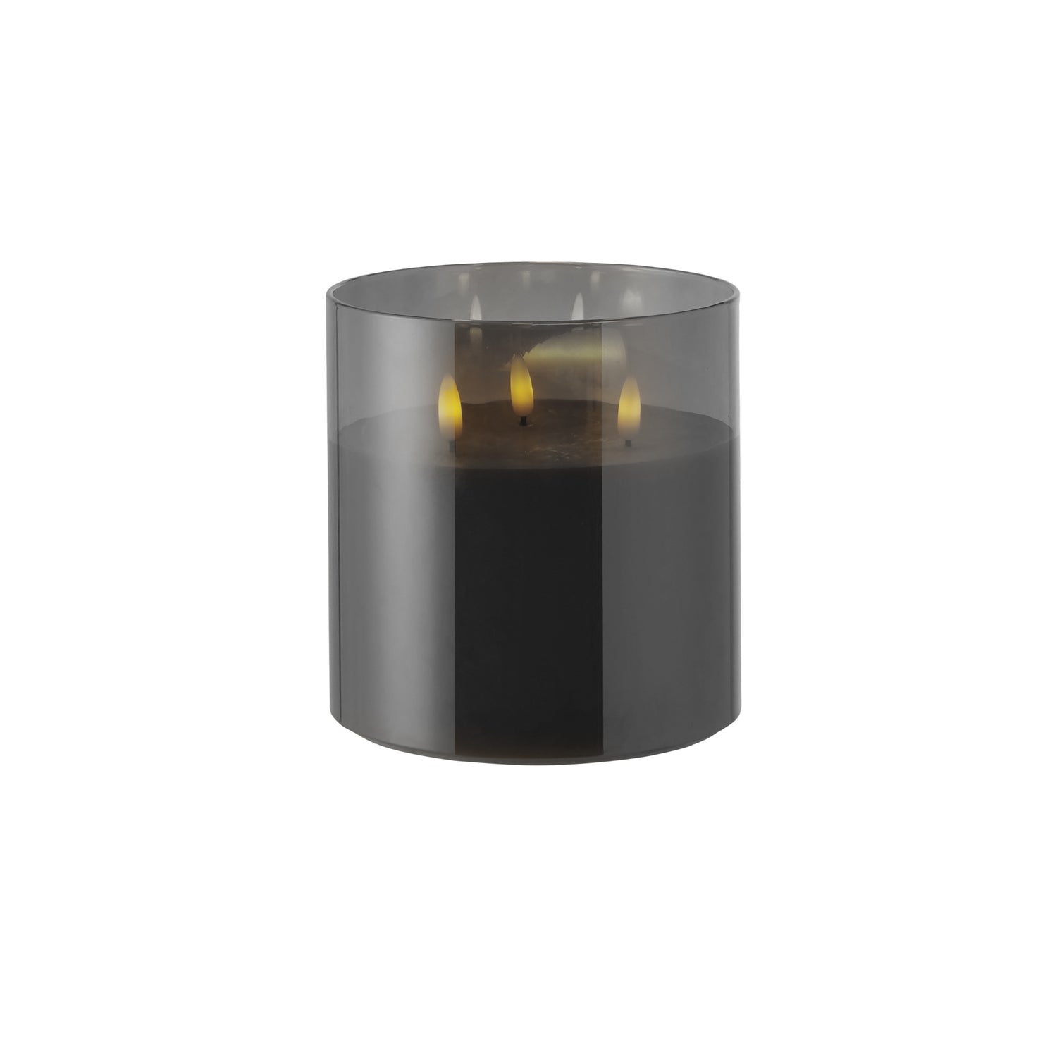 Black Glass Triflame LED Candle | 15cm
