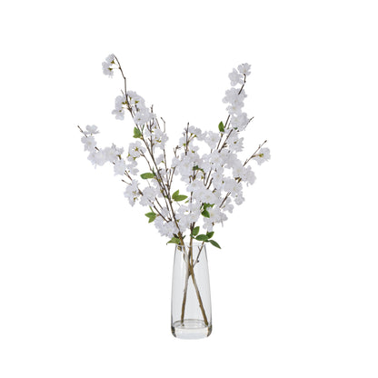 Faux Cherry Blossom - Alana Vase | White -  74cm
