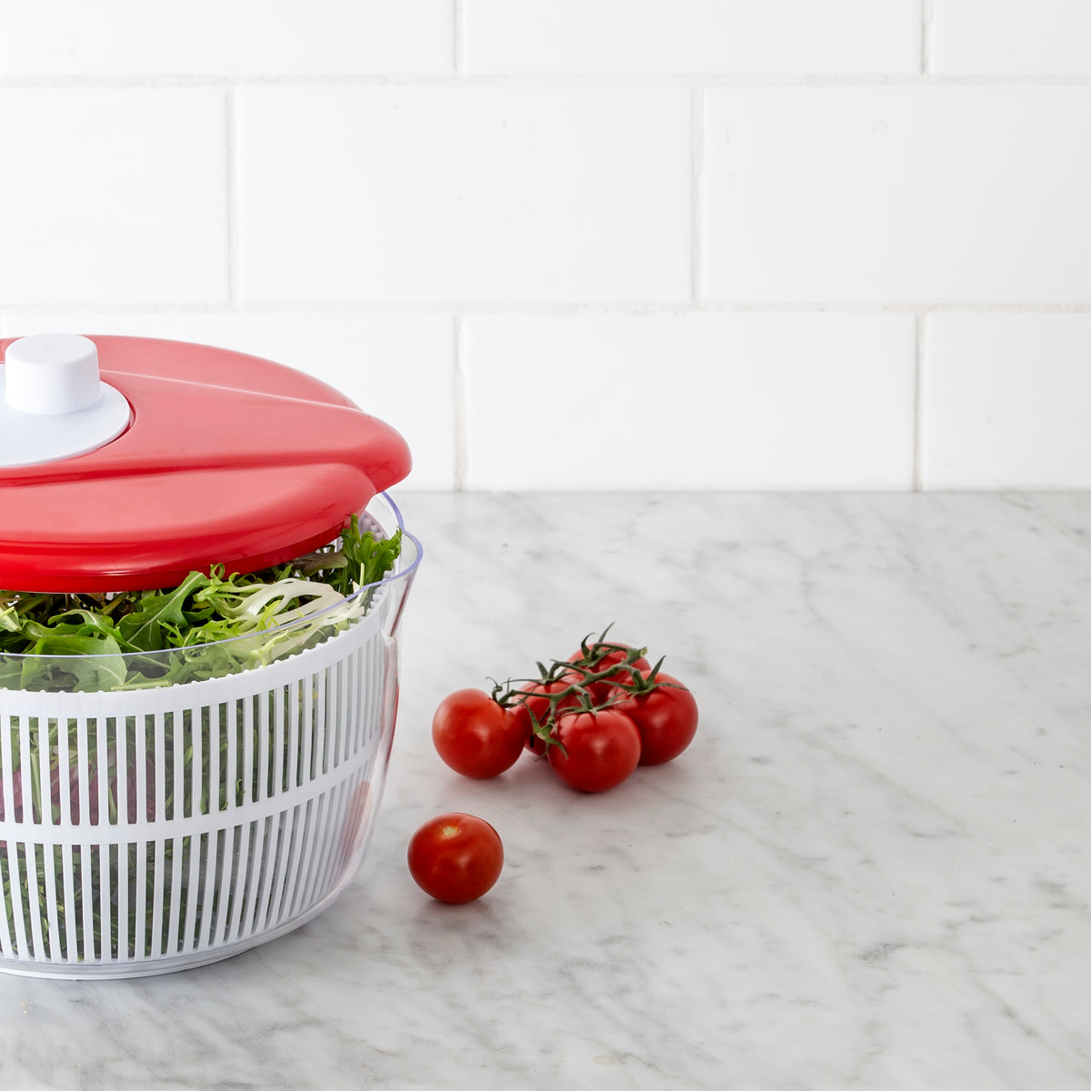 Davis &amp; Waddell Salad Spinner White &amp; Red