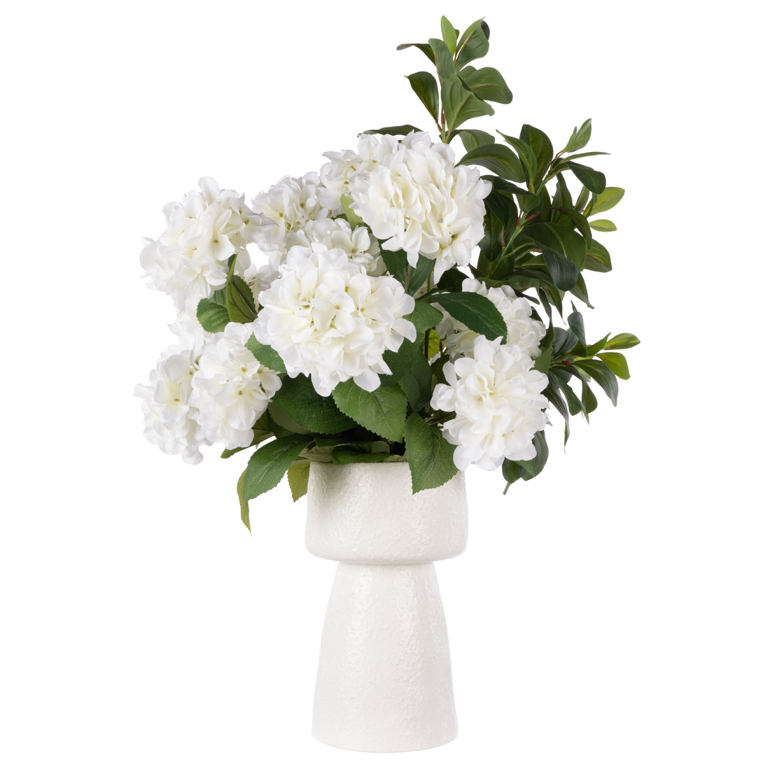 Faux Hydrangea Mix - Kensington Planter| White - 78cm