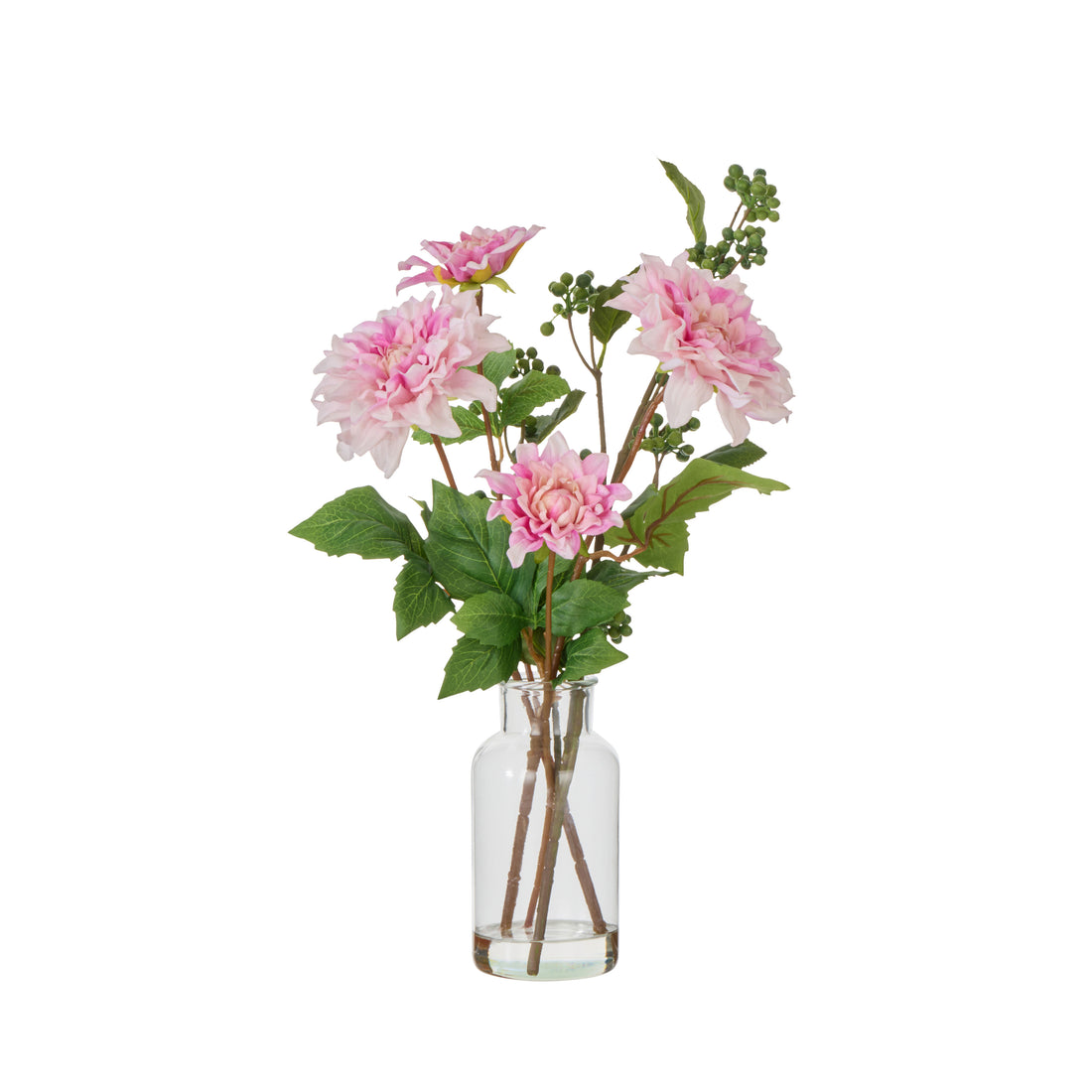 Faux Dahlia Dewberry Mix - Specimen Bottle | Pink -  45cm