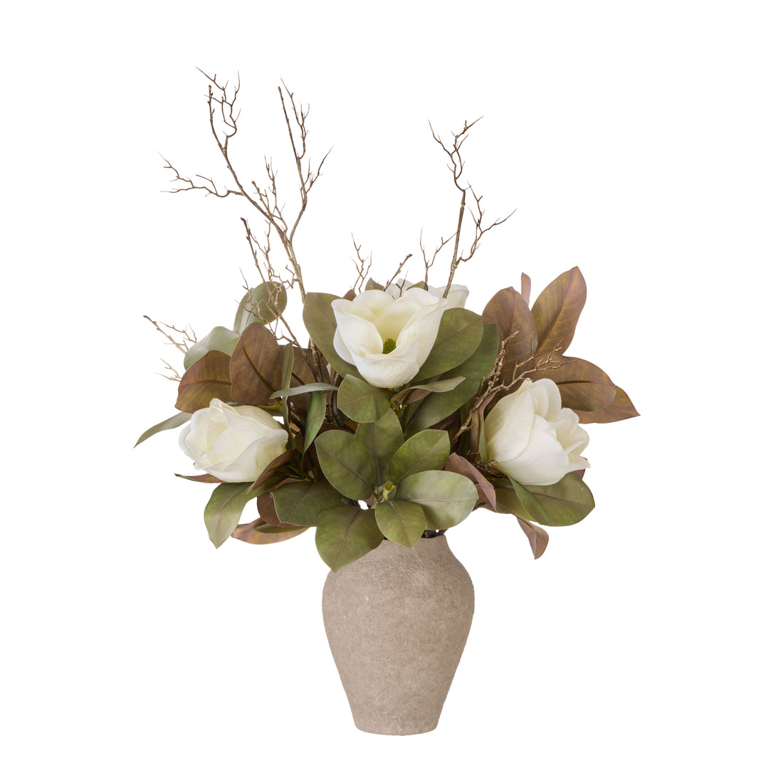 Faux Magnolia Twig - Elsie Vessel| White -  85cm