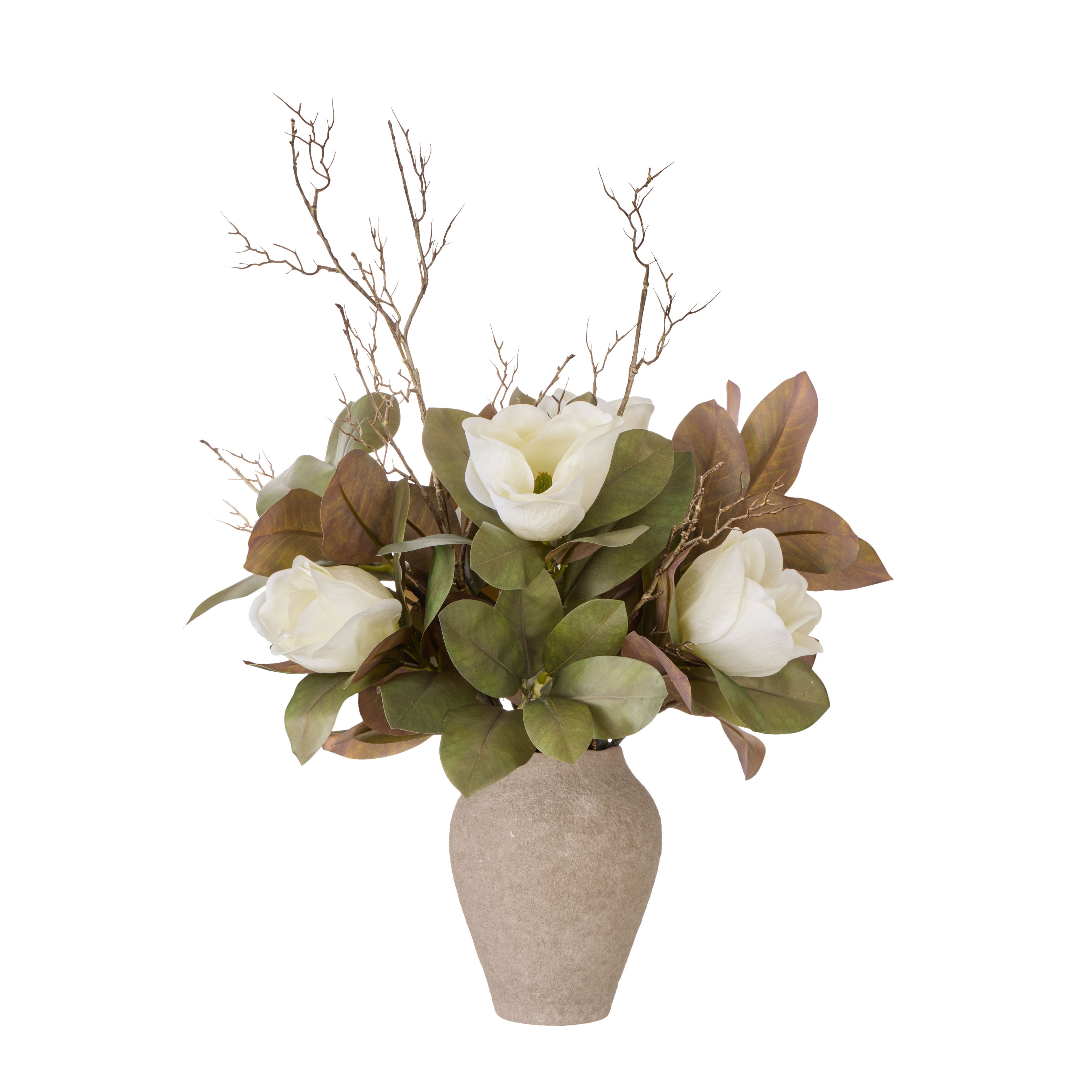 Faux Magnolia Twig - Elsie Vessel| White -  85cm