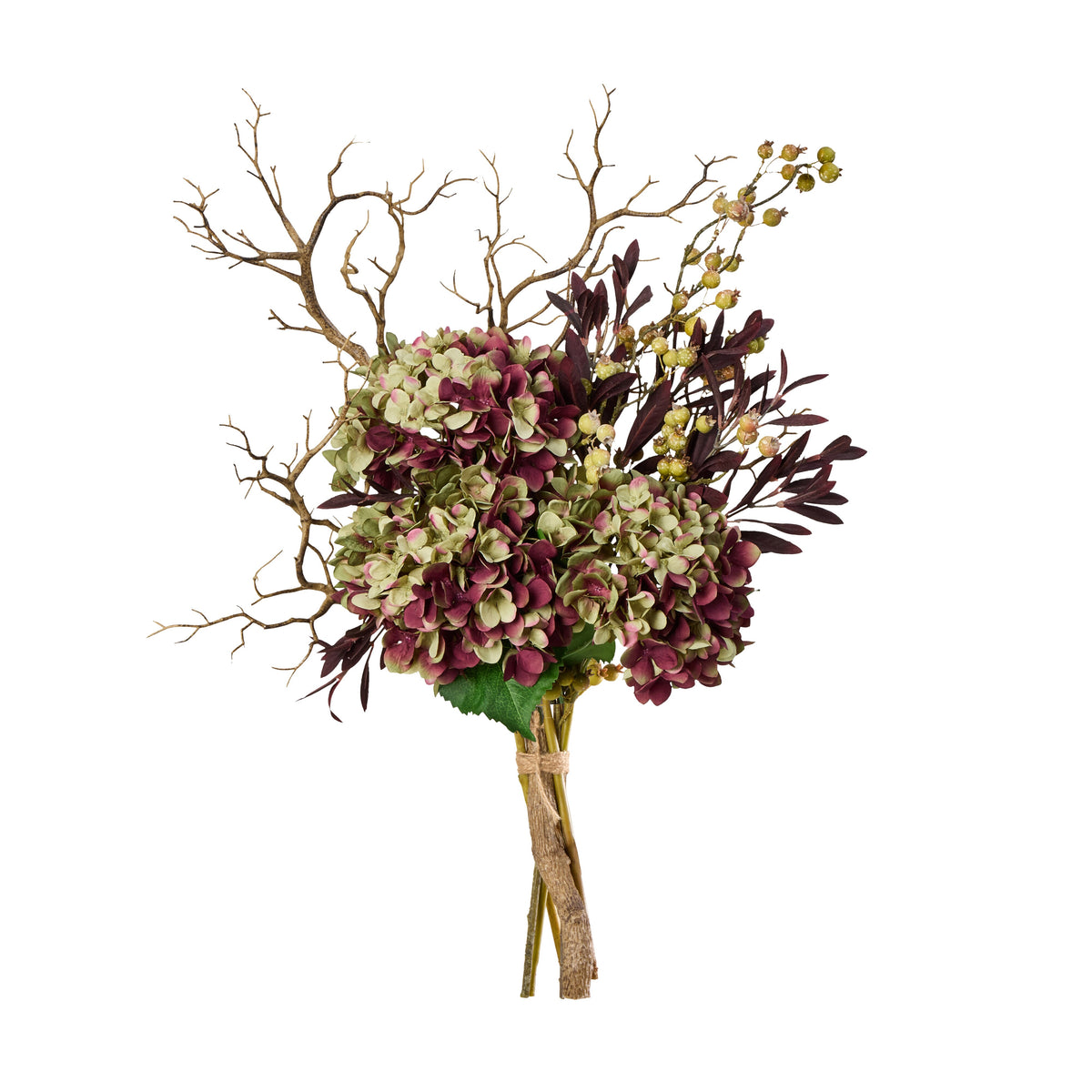 Rogue Hydrangea Olive Branch Mix Bouquet Green &amp; Burgundy