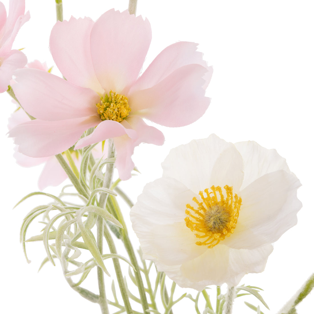 Faux Poppy Cosmos Mix - Giselle Vase | Cream &amp; Light Pink - 37cm