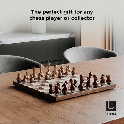 Umbra Wobble Chess Set Maple &amp; Walnut