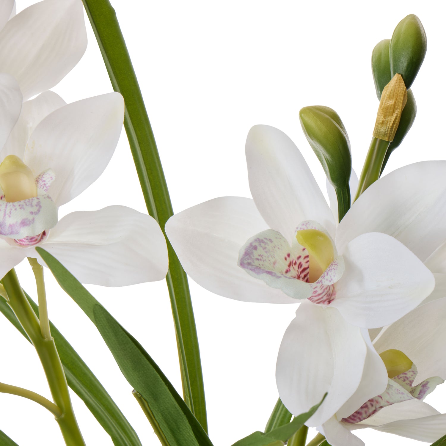 Faux Cymbidium Orchid Pot | White -  52cm