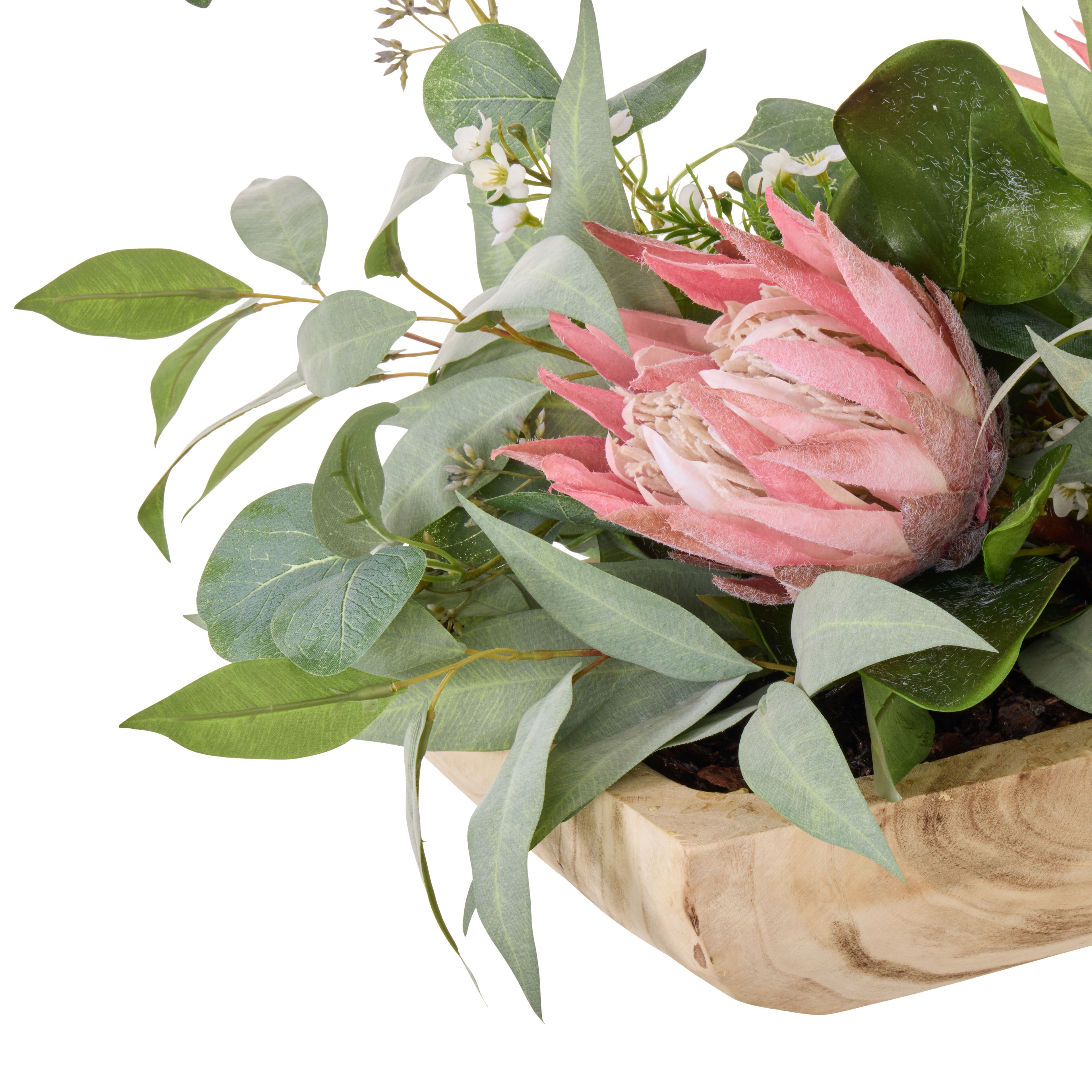 Faux King Protea Native Mix - Dansk Tray | Pink -  34cm