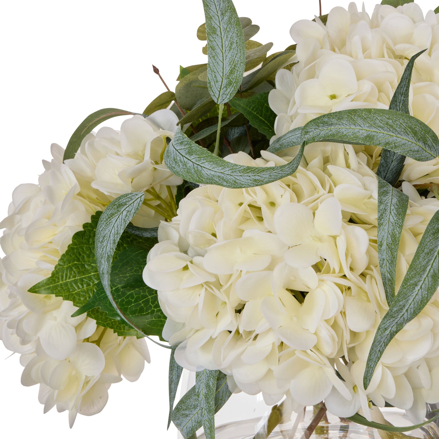 Faux Hydrangea Native Mix - Bowl |White -  35cm