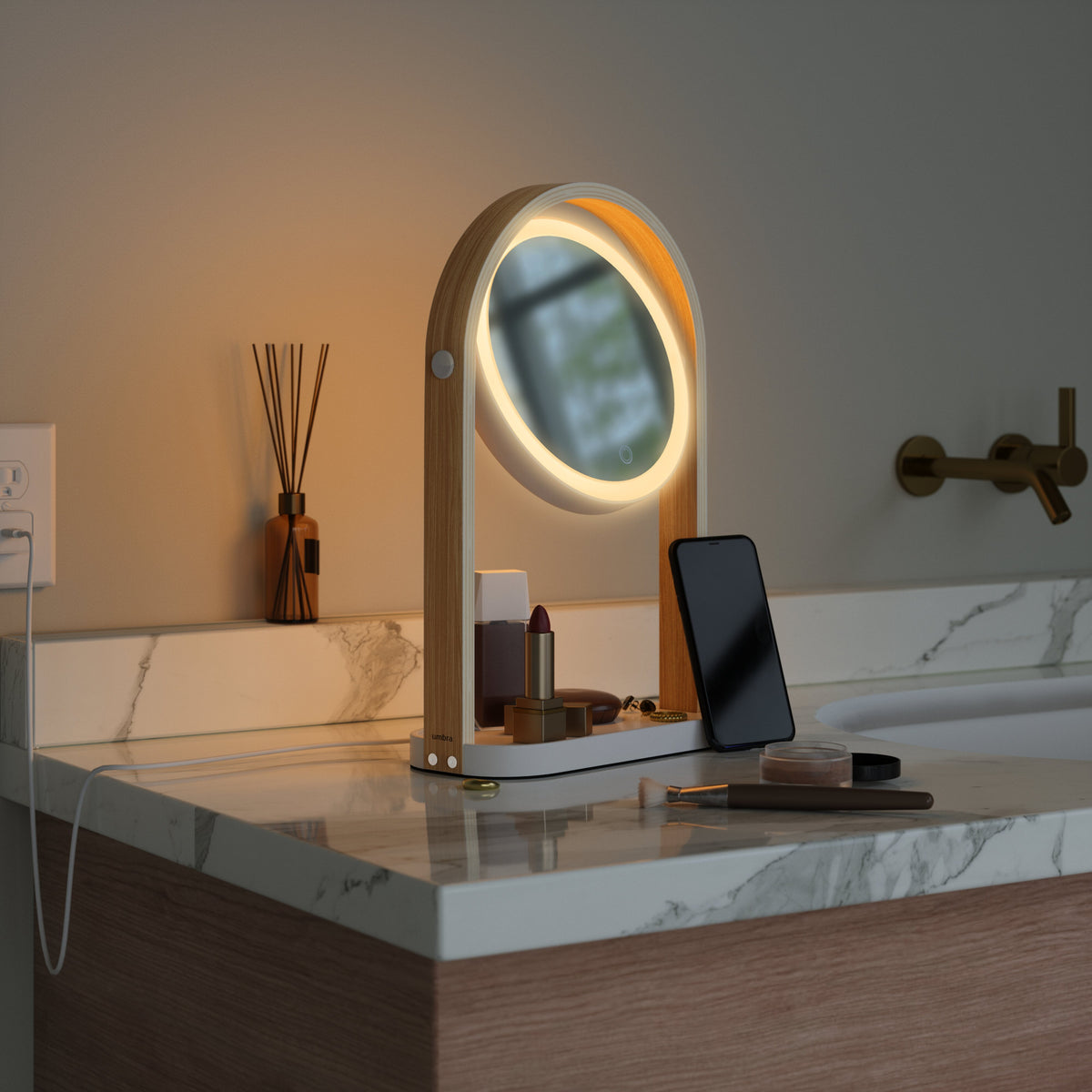 Umbra Bellwood LED Vanity Mirror White &amp; Natural