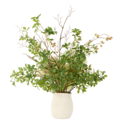 Faux Hydrangea Berry Arrangement - Maliah Pot | Green - 80cm