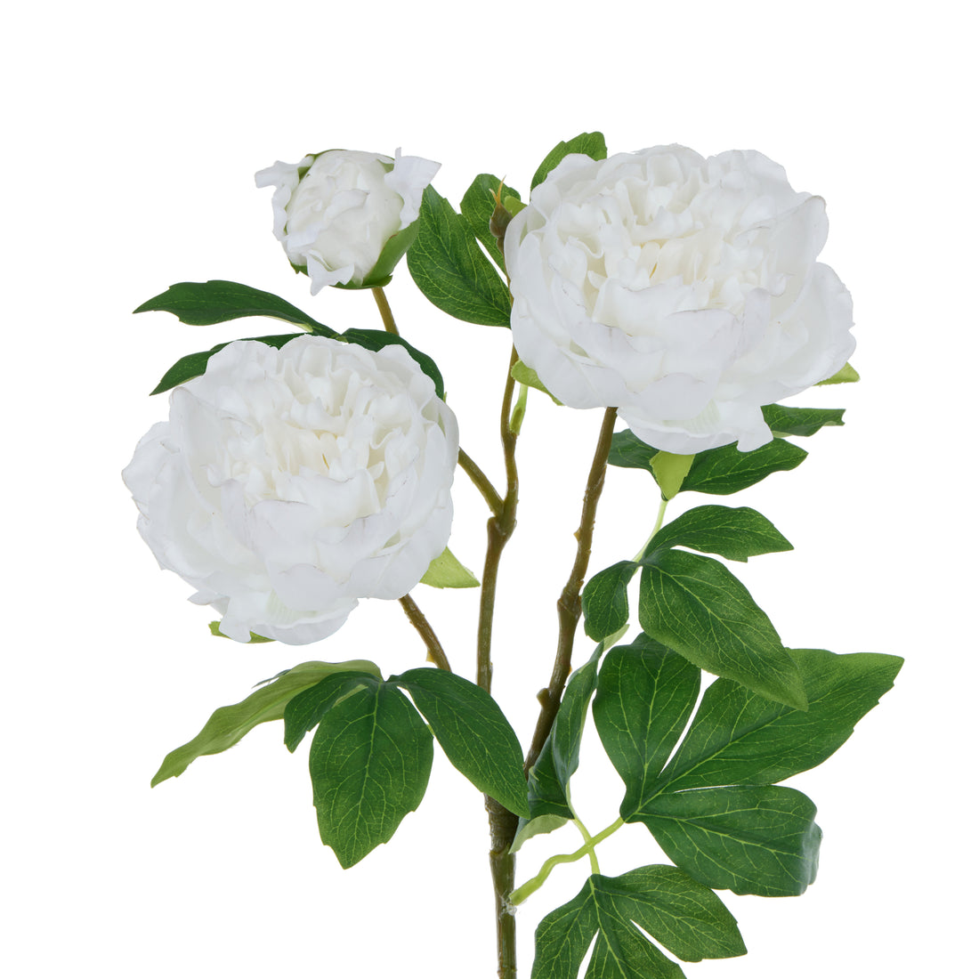 Faux Peony Spray Real Touch | White - 72cm