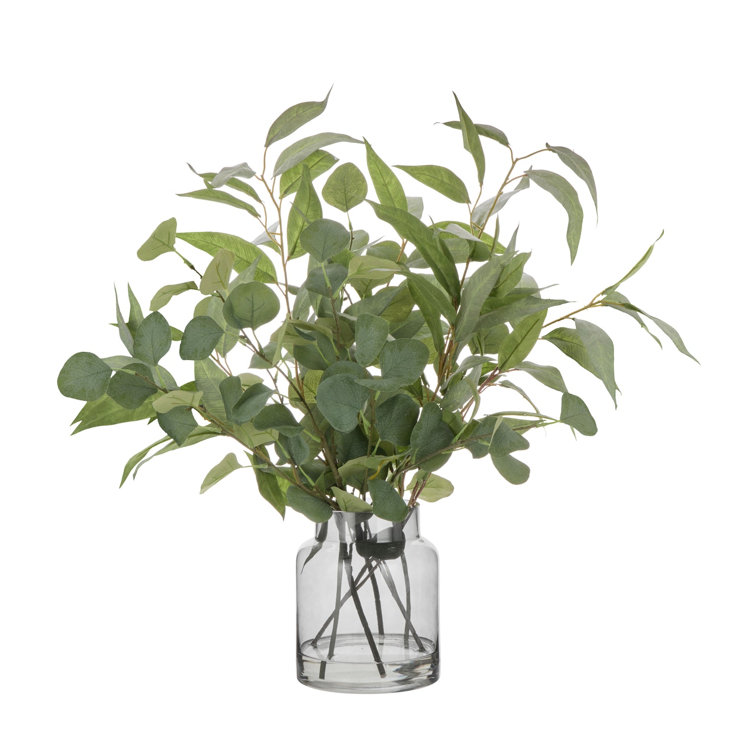 Faux Eucalyptus Mix - Grey Vase | Green -  55cm