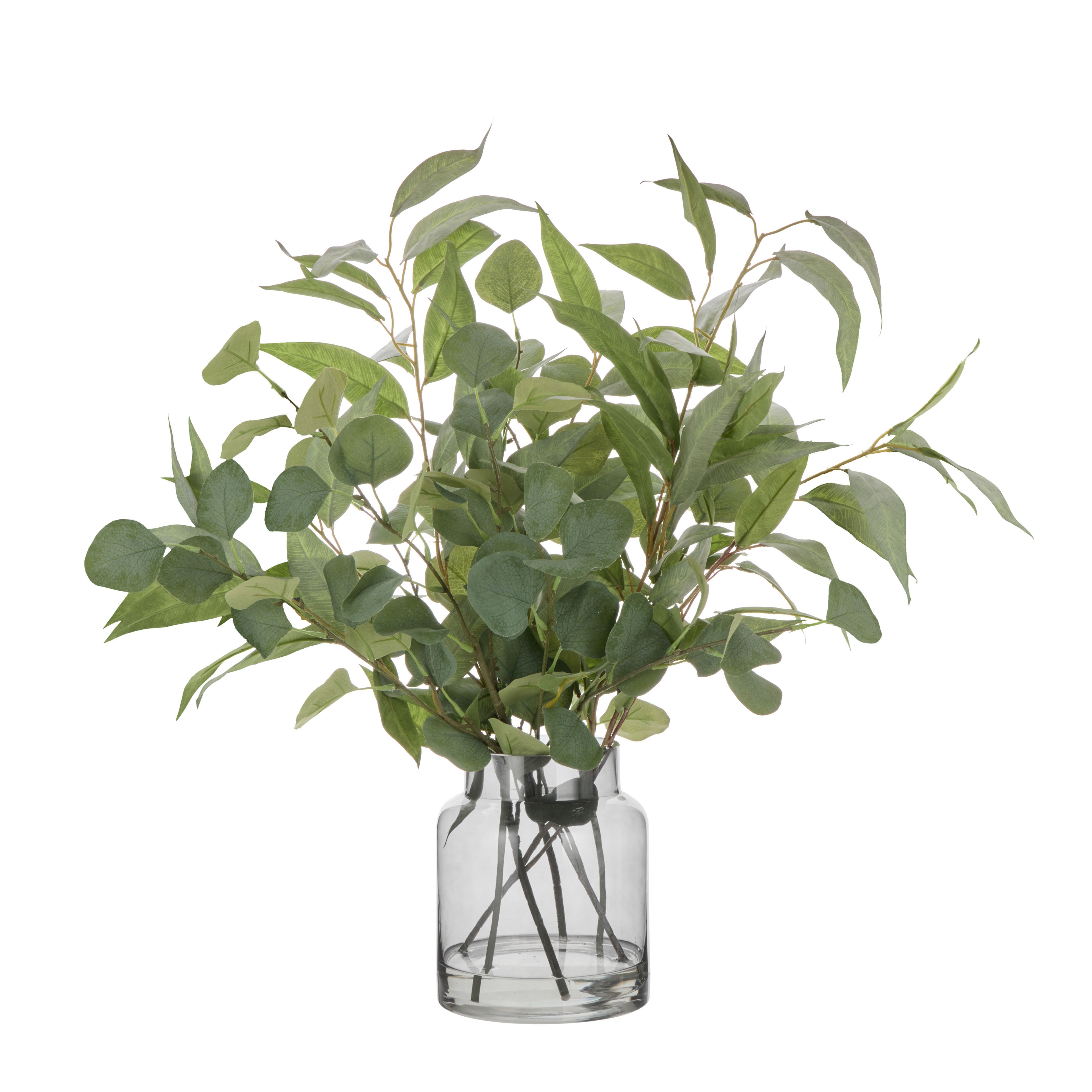 Faux Eucalyptus Mix - Grey Vase | Green -  55cm