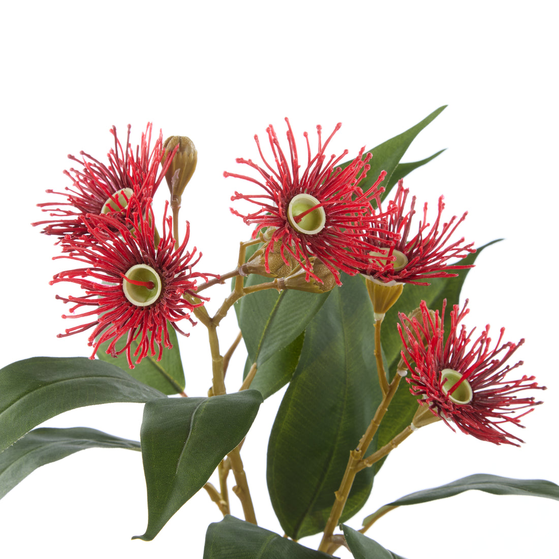 Faux Eucalyptus Flower Spray | Red - 62cm