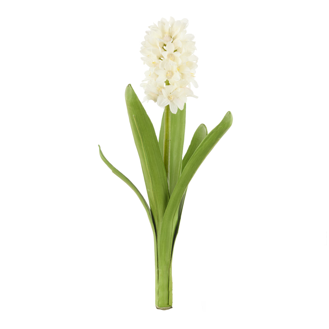 Faux Hyacinth with Leaves | White - 33cm