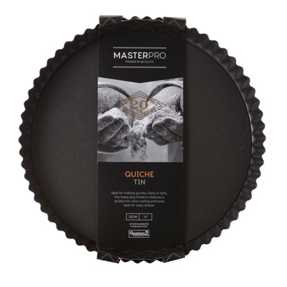 MasterPro Non-Stick Loose Base Round Flan/Quiche Tin Black