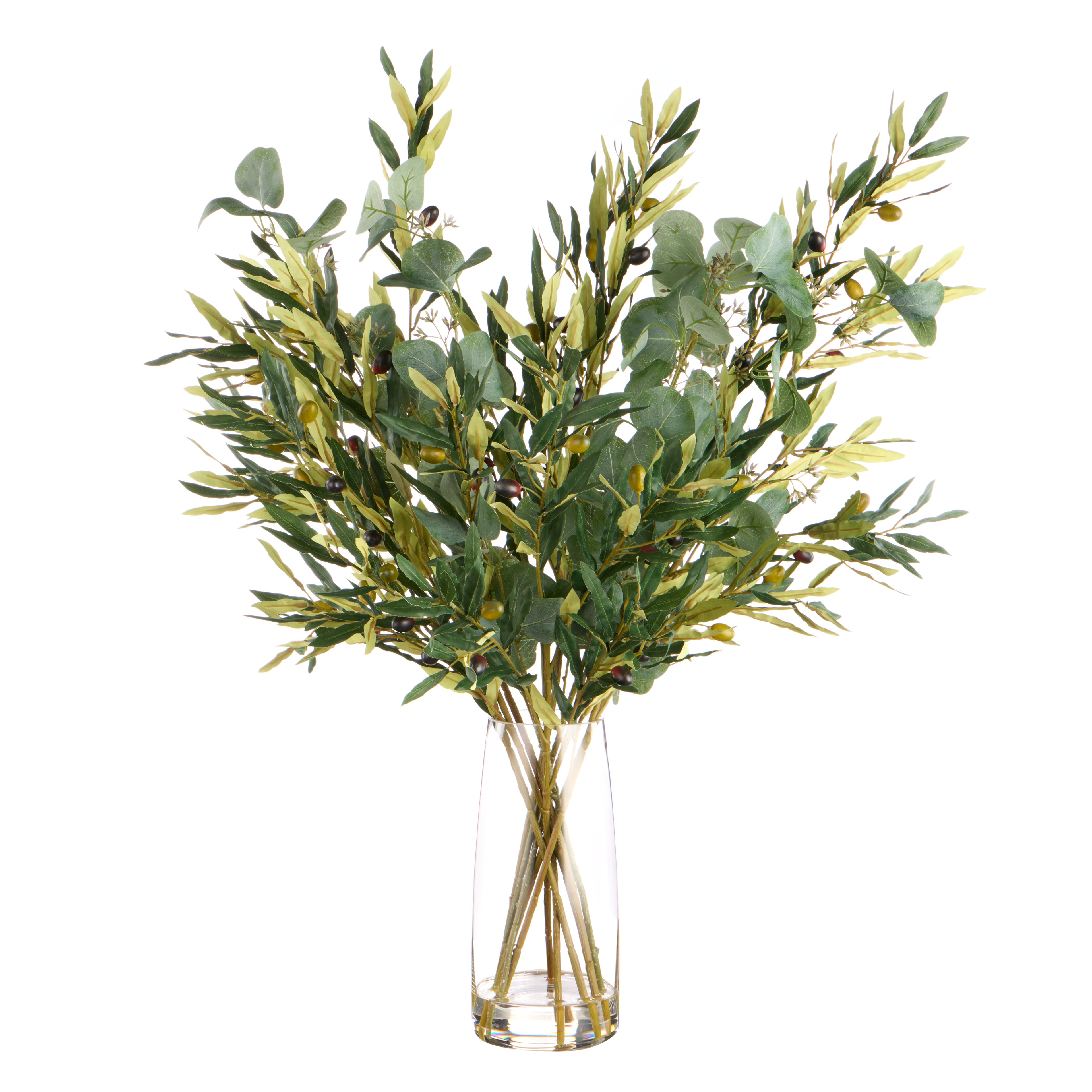 Faux Olive Eucalyptus Mix Arrangement - Alana Vase