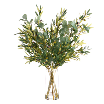 Faux Olive Eucalyptus Mix Arrangement - Alana Vase
