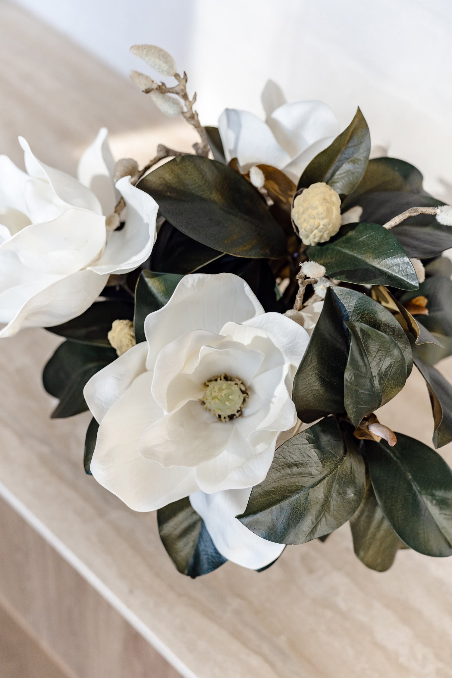 Faux Magnolia Grandiflora - Garden Vase | White - 40cm